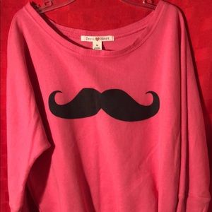 Hot Pink Mustache CrewNeck